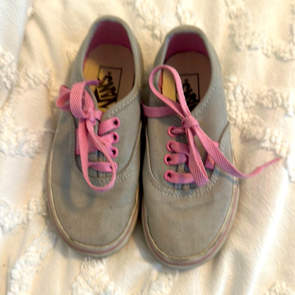 Vans low top gray and pink shoes
